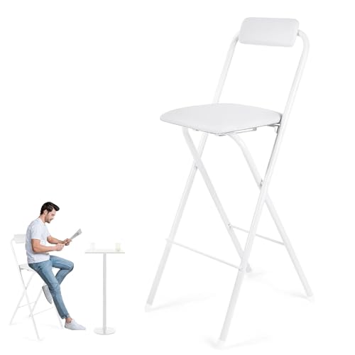 Tabouret de bar haut pliable avec dossier rembourré anti-encombrement