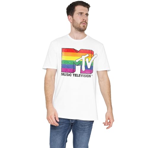 MTV - Logo MTV Rainbow Pride Logo Unisex T-Shirt, weiß, XXL