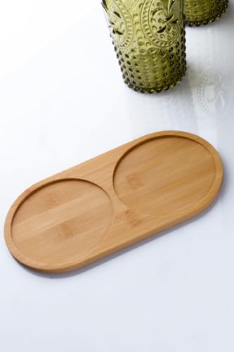 Bambu Doğal 2 Bölmeli Yağdanlık Altlığı 20x10 Cm Ahşap