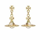 Aretes de Saturno Plateados Lindos Dijes de Planeta con Circonita Cúbica Colgantes para Mujeres Joyería de Declaración Regalos (Chapado en oro)