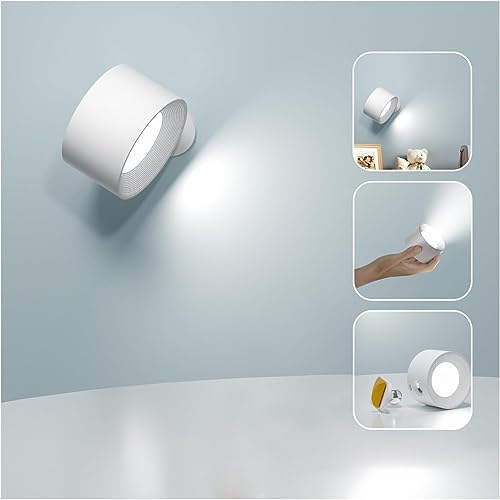 Deyagoo LED Wall Sconce, Wall Mounted Lamp with Rechargeable Battery Operated 3 Color Temperature...