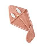 FONDOTIN Schnelltrocknende Mikrofaser Haarturban mit Süßen Hasenohren Saugfähige Leichte...