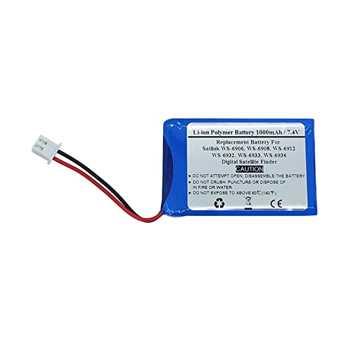 STARTONG 1000mAh 7.4V Replacement Battery for Satlink WS-6906, WS-6908, WS-6912, WS-6932, WS-6933, WS-6936 Digital Satellite Finder; E-1544, F03409 (USN-523450PC-2S)