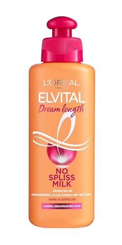 L'Oréal Paris Elvital Leave-In Haarkur gegen Spliss, Für langes, geschädigtes Haar, Ohne Ausspülen, Ohne Parabene, Mit Rizinus-Öl, Dream Length No Spliss Milk, 1 x 200 ml