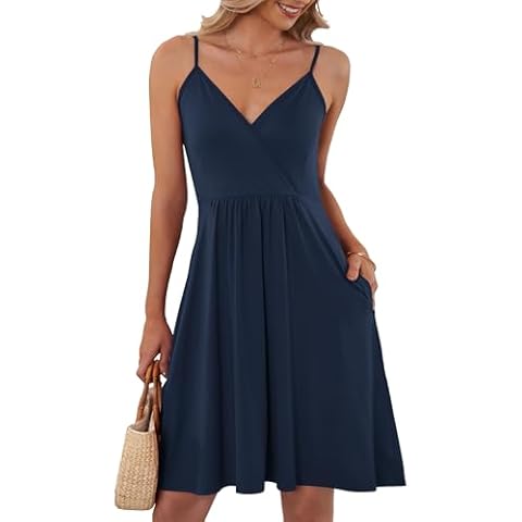 AUSELILY V Neck Spaghetti Strap Summer Dress Cover