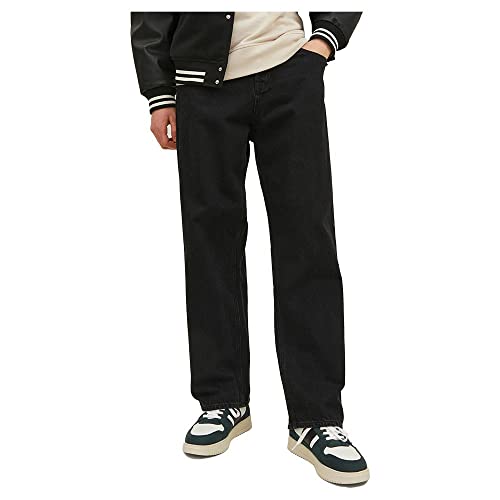 JACK & JONES Herren Jeans Schwarz Baggy Fit Alex ORIGINAL SBD 306 – Stonewashed Denim mit Knopfleiste und weiter Passform