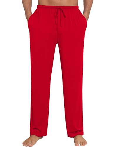 SWOMOG Mens Modal Pajama Pants Soft Lounge Pants Sleep Pj Bottoms with Button Fly & Drawstring & Pockets