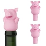 Pund'it 3 Little Swigs Wine Bottle Stoppers, Set of 3 Pig Silicone Champagne and Wine Corks