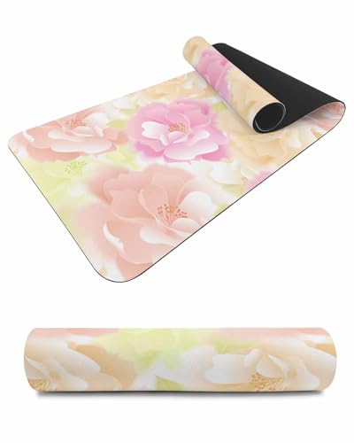 Debedcor Heat Proof Table Pads Waterproof Decorative, Pink Orange Floral Non-Slip Table Countertop Protector, Farmhouse Spring Rose Blossom Insulation Mat for Kitchen Room, 40 x 12 Inches
