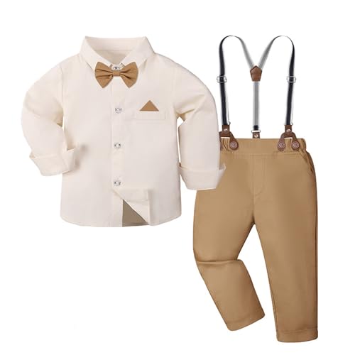 Tenue cérémonie fête pour enfant de 1 à 10 ans avec costume élégant nœud papillon et bretelles
