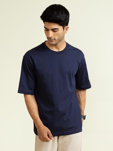 Image of DAMENSCH Statement Solid Oversized T Shirt for Men, Heavyweight, Anti-Pilling, Stylish, Relaxed Fit T Shirt for Men Cotton