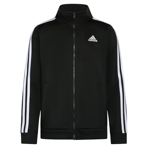 Adidas Boys' Zip Front Iconic Tricot Jacket, Black ADI, X-Large