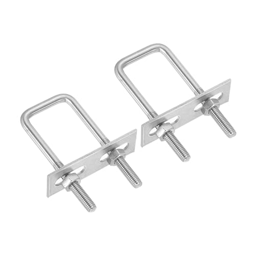 Image of PATIKIL M8x30x75mm Square U-Bolts Kit, 2Set 304 Stainless Steel Square U Shaped Bolts Replacement Parts with Frame Plates and Nuts for Ski Board Sailboat Trailer