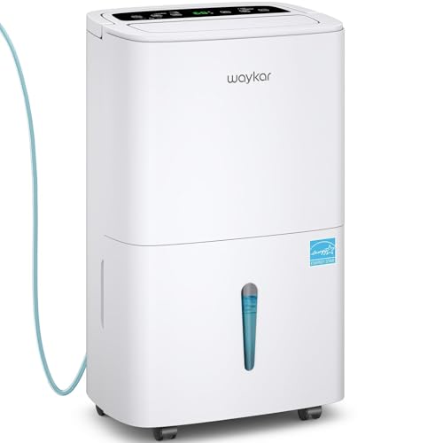 Waykar 150 Pints 2025 Energy Star Dehumidifier with Pump for Spaces up to 7,000 Sq. Ft at Commercial and Industrial Large Room, Warehouse, Home, Basement, with Drain Hose, Auto Defrost, Self-Drying