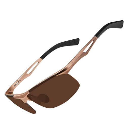 Image of BIRCEN Polarized Anti-Glare Sunglasses for Men: Lightweight Metal Wrap around Sun Glasses UV Protection for Driving Fishing