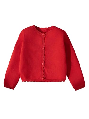 GORGLITTER Girl's Cardigan Sweater Scallop Trin Long Sleeve Knit Button Down Sweaters