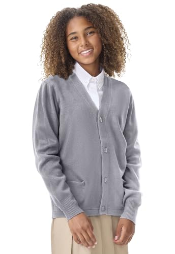 Classroom Uniforms 56432 Kid's Cardigan Sweater Heather Gray X-Large