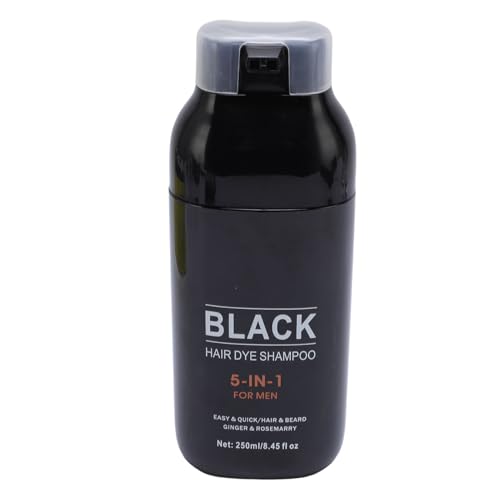 Pongnas Champú para Tinte de Cabello Negro, Acondicionador Semipermanente, champú para Teñir el Cabello de Barba para Hombres y Mujeres, 250 Ml, Cobertura de Canas de Larga Duración