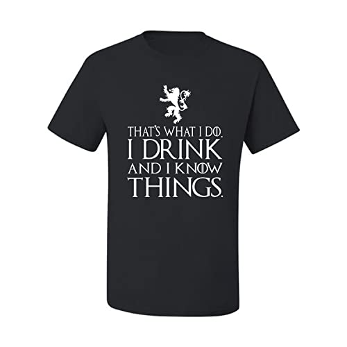 Wild Bobby White I Drink And I Know Things Tyrion Got Pop Culture Men's Graphic T-Shirt, Black, Large #TOP2