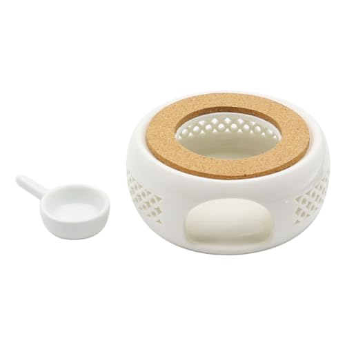 Calentador de tetera de cerámica blanca con cuchara regalo para amantes de té 2