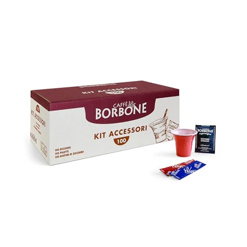  5 Kit accessori caffè Borbone (Ogni kit comprende:100 palette, 100 zucchero, 100 bicchierini)
