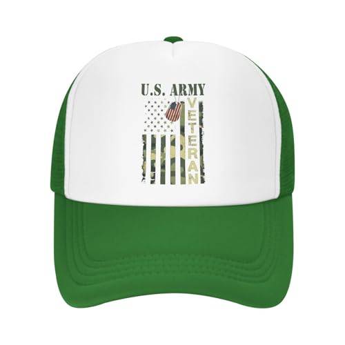 US Army Retired American Flag Trucker Hat Snapback Mesh Baseball Cap Unisex2
