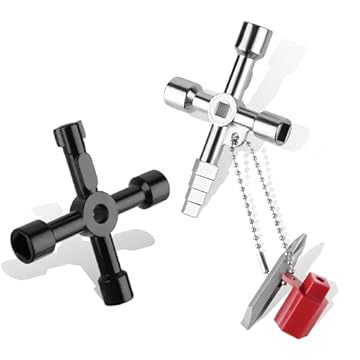 TNOMSNO Chiave Quadrata Contatore, 2 Pezzi 4 Vie Chiave Universale Chiave Contatore Enel, Chiave Multifunzione per Quadro Elettrico, Acqua, Cassetta Gas Armadio Utenze
