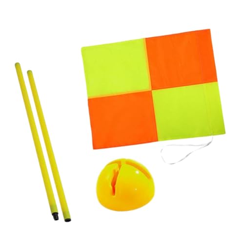 KIXZSAZ Fußball Eckfahne, zuverlässige und tragbare Fahnen für Spiele, leuchtende Farben, Trainingsausrüstung , 1 m Langer Pfahl, gelber Sockel , 37 x 47.5 cm