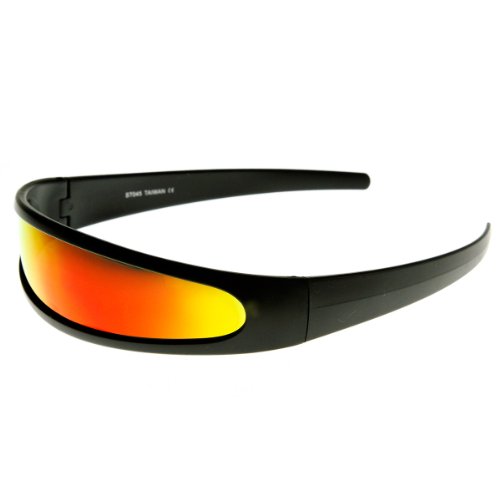 zeroUV - Futuristic Narrow Cyclops Color Mirrored Lens Visor Sunglasses3
