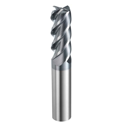 Image of HARFINGTON Carbide Square Nose End Mill Bit 1 /2 inch Cut Dia 4 Flutes TiAlN Coated Milling Cutter for Hardened Steel Metal (1 /2 inch Shank 1-1 /4 inch Cut Length 3 inch Long 45 Degree Helix HRC49-51)