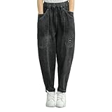 [Ｍｉｎｅｓａｍ] レディース デニムパンツ ワイドパンツ ゆったり ジーンズ 大きいサイズ ズボン 着痩せ (02 ブラック,3XL)