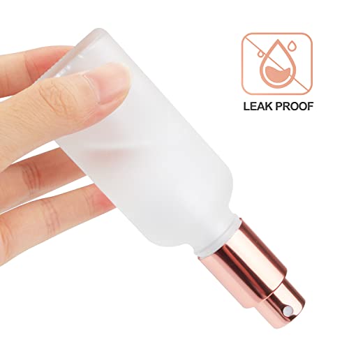 12 Pack,2 Oz Frosted Fine Mist Atomizer,Empty Glass Spray Bottles With Rose-Golden Pump Cap,Protable Travel Liquid Holder Containers for Perfume,Essential Oils-Stickers,Pipette&Funnel Included3