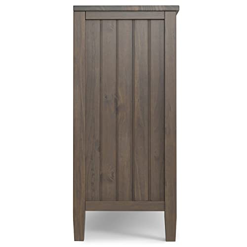 Simplihome Lev Solid Wood 32 Inch Wide Contemporary Low Storage Cabinet In Smoky Brown, For The Living Room, Entryway And Family Room #TOP5
