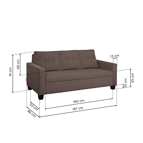 Image of Duroflex Ease - 5 Seater Sofa, 3+1+1 Sofa Set | Premium Fabric, High Comfort Foam, Durable Termite-Resistant Wooden Frame & Easy Maintenance | 3-Year Warranty - Saddle Brown