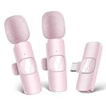 HMKCH Wireless Microphone for Android Phone/iPhone/Laptop, Lavalier Microphone for Video Recording, Vlog, Live Broadcast (Pink)