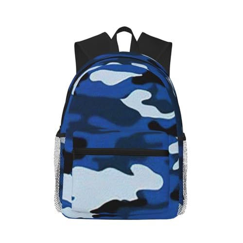 BREAUX Blue Camo Print Lightweight And Comfortable Duffel Bag, Casual Daypack, Multipurpose Backpack