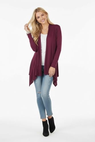Image of ToBeInStyle Womens Open Front Long Sleeve Lightweight Asymmetrical Draped Cardigan with Side Pockets