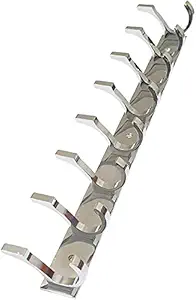 BRAJ -Pack of 1 Stainless Steel SC-Premium Dual Edge -8 PIN Cloth Hanger Bathroom Wall Door Hooks, Silver Section