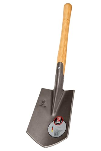 IDEAL-Camping- und Outdoorspaten | Geestemünder Form | gestrahltes Blatt | gefräster Eschen-Knopfstiel 39cm | ohne Tritt