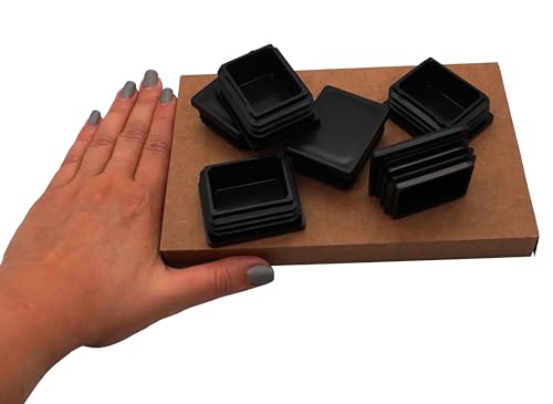 SKIR’CO (6 Stück) Rechteckige Kunststoffstopfen 40 x 50 mm, Matt Rechteckstopfen, Rechteckige Rohreinsätze, Zaunpfosten Kappen, Schwarz RAL 9005