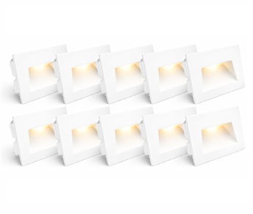 Kit 10 Faretto segnapassi da esterno lampada da muro IP65 LED luce bianca calda naturale fredda cct 5w 300 Lumen ad incasso per scatola cassetta 503 scale giardino viale gradini (Bianco, kit 10 )