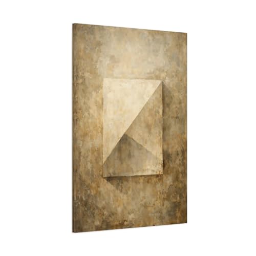 Toile abstraite géométrique terreuse tableau mural vertical chaleureux