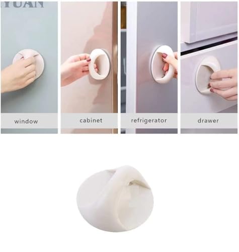 Image of 2 Pack Cabinet Drawer Handles Self Adhesive Glass Door Window Pulls ABS Multi-Purpose Stick-On Handles for Furniture Cupboard Wardrobe Sliding Cabinet Bathroom Kitchen Waterproof 2 Piece
