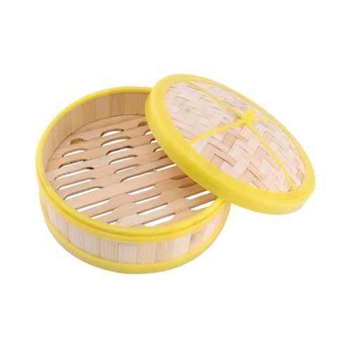 Ciieeo Vaporera De Bambú Con Cesta y Tapa 20 Cm Material Ecológico Adecuado Para Dumplings y Verduras Cocina Asiática Utensilio De Cocina