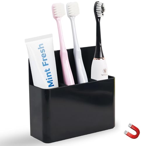 Magnetic Toothbrush Holder for Cruise Ship Cabins Cruise Essentials 2026 & Travel Must Haves Wall-Mounted Cruise Bathroom Organizer for Alaska & Caribbean Staterooms (Black