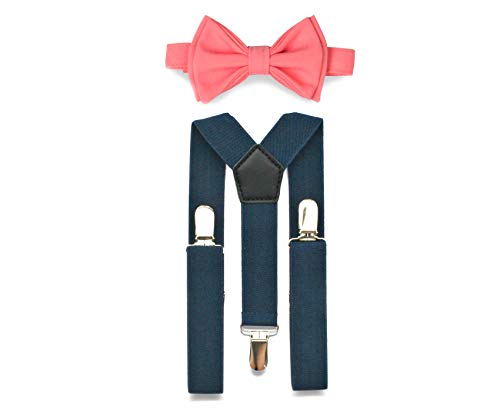Coral Bow Tie Suspenders Set for Baby Toddler Boy Men | Weddings Prom Homecoming Quinceañera