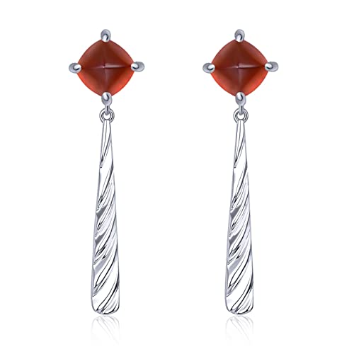 Boucles d'oreilles argent 925 massif et grenat élégant incrusté