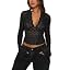 V Neck Black Leaf