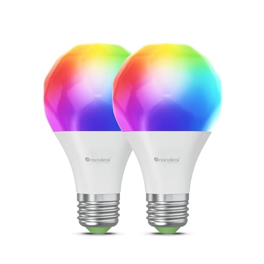 Nanoleaf Matter Essentials Pack de 2 Wifi Ampoules LED E27 Connectées RGBW - Lampes Intelligentes, Horaires personnalisés， Contrôle par App/Voix (Compatible Alexa, Apple, Google), Salon Bureau Gaming