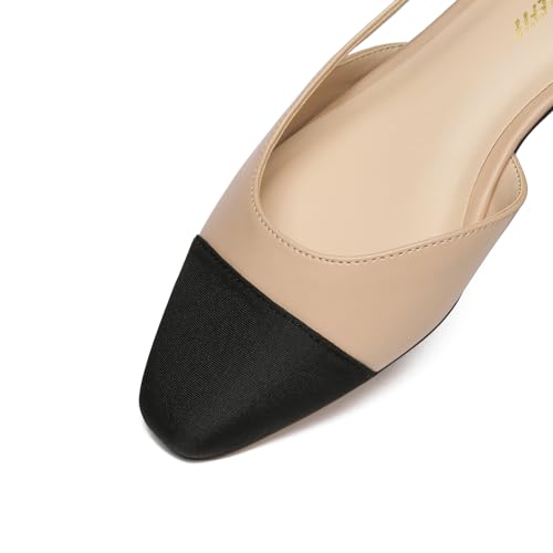 Athlefit Slingback Flats for Women Square Pointed Toe Two Toned Flats Wedding Pumps for Women4